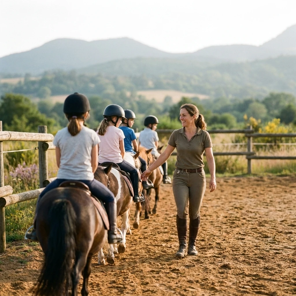 Cours de poney à Alleyrac, Haute-Loire